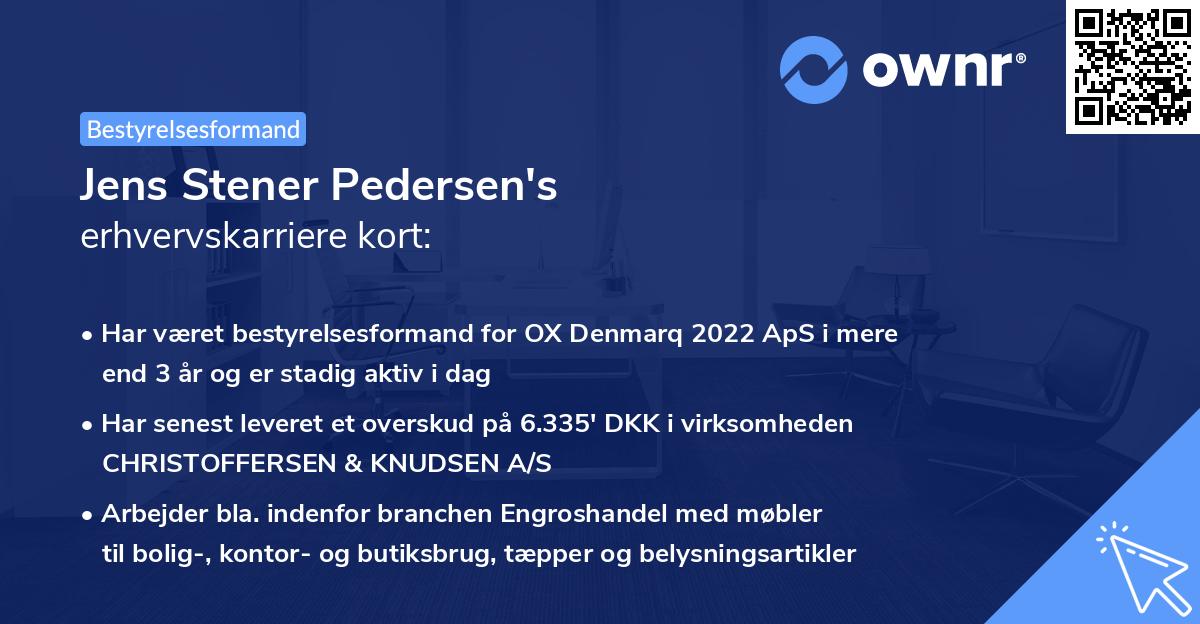 Jens Stener Pedersen's erhvervskarriere kort