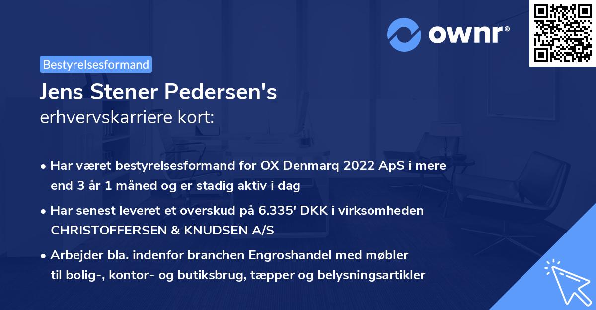 Jens Stener Pedersen's erhvervskarriere kort