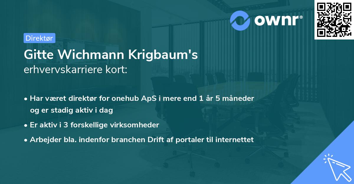 Gitte Wichmann Krigbaum's erhvervskarriere kort