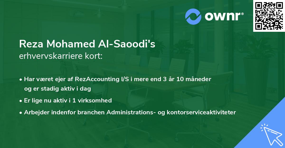 Reza Mohamed Al-Saoodi's erhvervskarriere kort