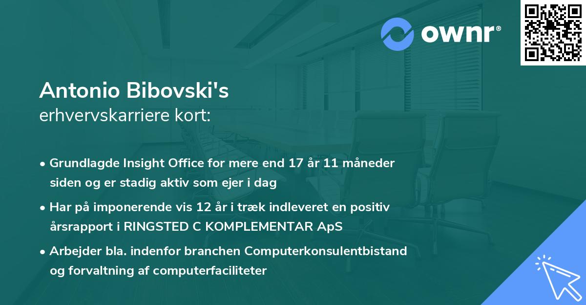 Antonio Bibovski's erhvervskarriere kort