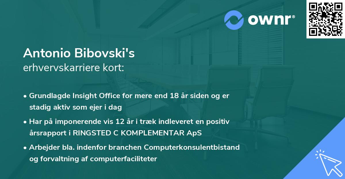 Antonio Bibovski's erhvervskarriere kort