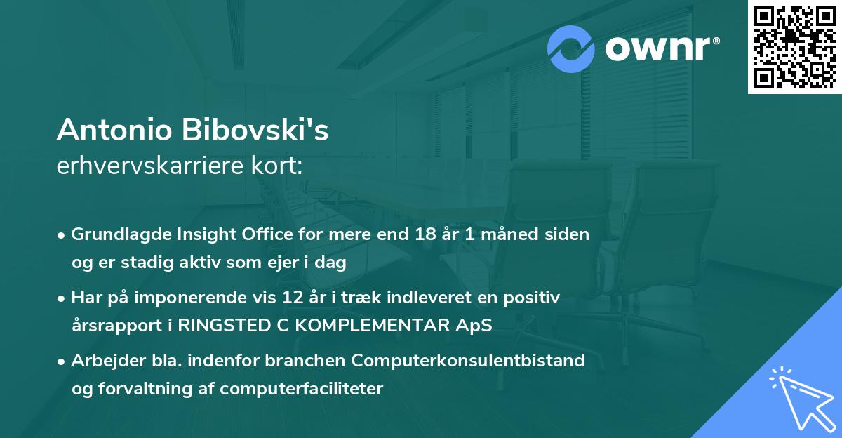 Antonio Bibovski's erhvervskarriere kort