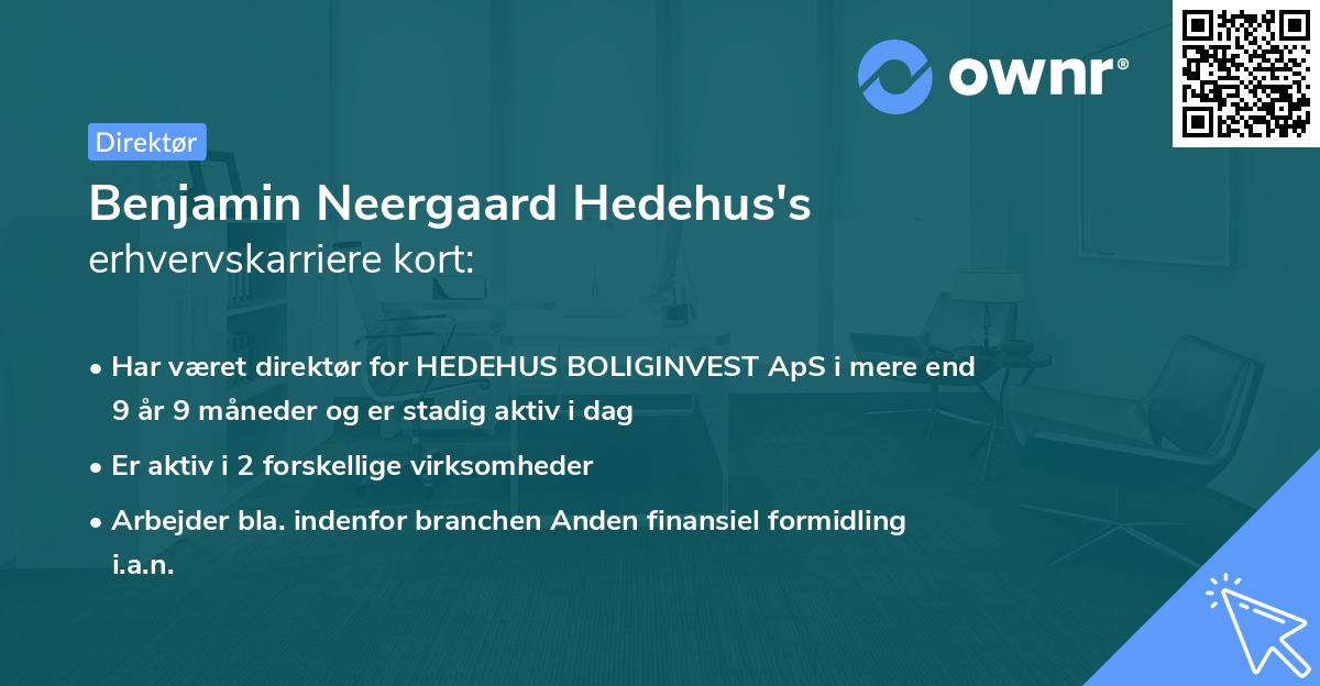 Benjamin Neergaard Hedehus's erhvervskarriere kort