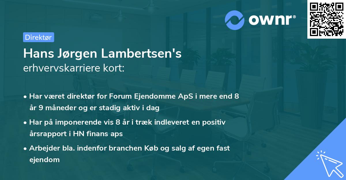 Hans Jørgen Lambertsen's erhvervskarriere kort