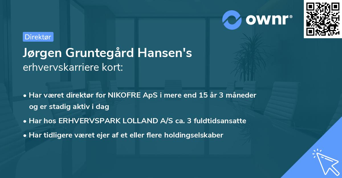 Jørgen Gruntegård Hansen's erhvervskarriere kort