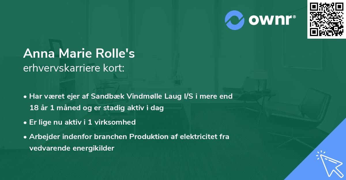 Anna Marie Rolle's erhvervskarriere kort