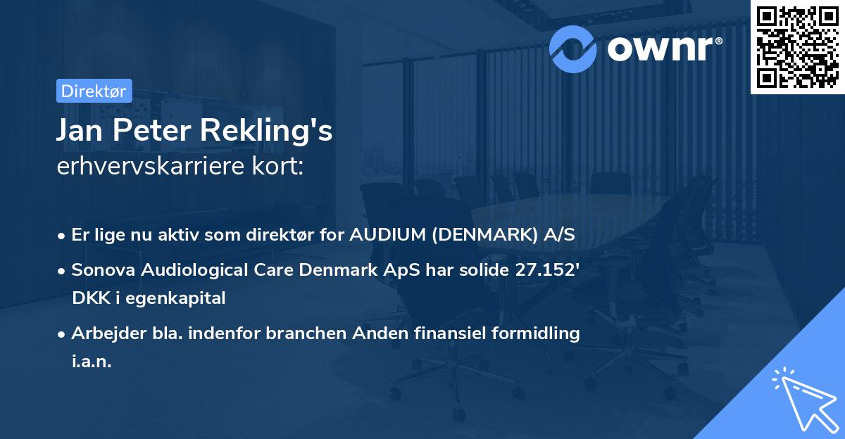Jan Peter Rekling's erhvervskarriere kort