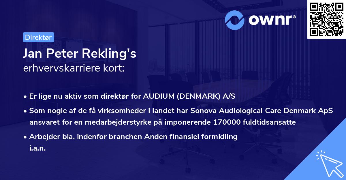 Jan Peter Rekling's erhvervskarriere kort