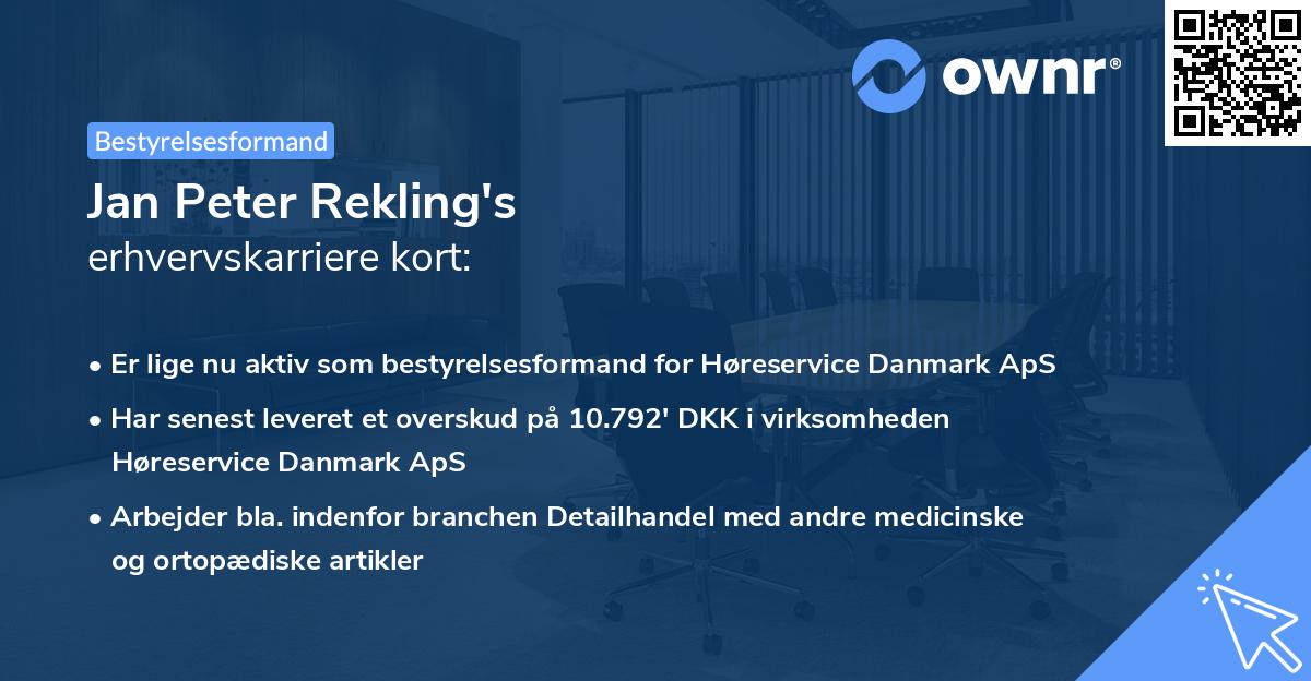 Jan Peter Rekling's erhvervskarriere kort