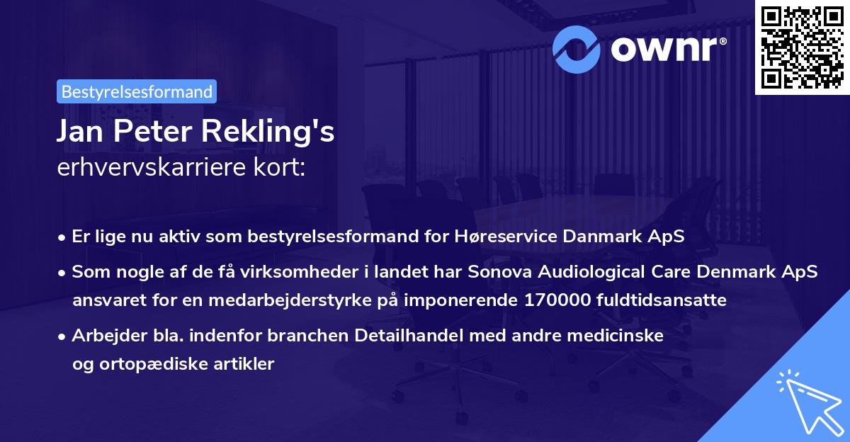 Jan Peter Rekling's erhvervskarriere kort