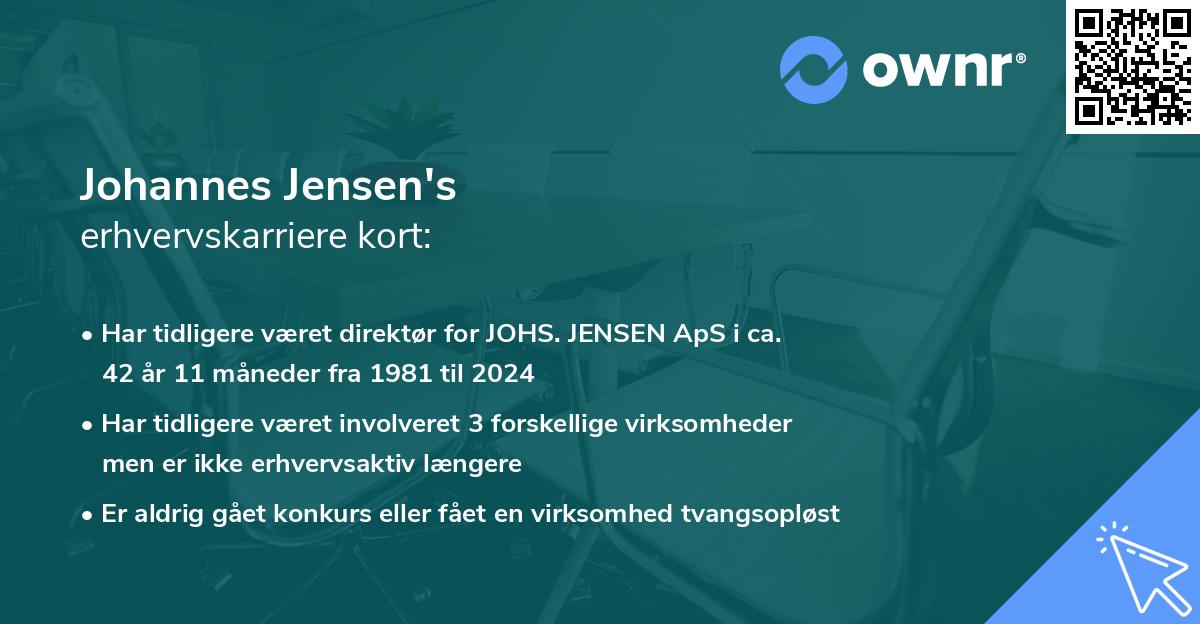 Johannes Jensen's erhvervskarriere kort