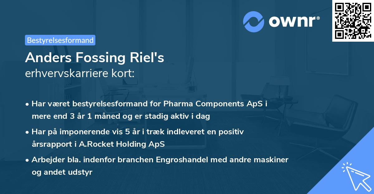 Anders Fossing Riel's erhvervskarriere kort