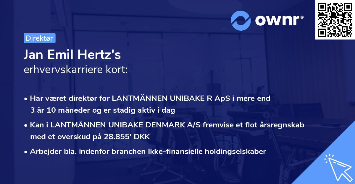 Jan Emil Hertz's erhvervskarriere kort