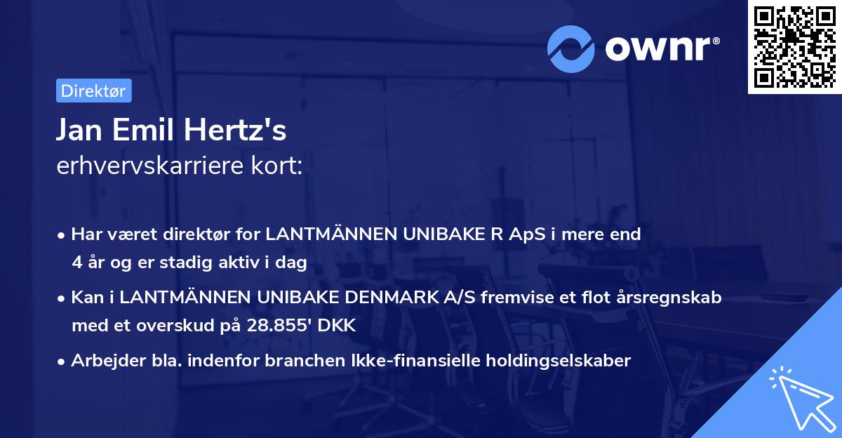 Jan Emil Hertz's erhvervskarriere kort