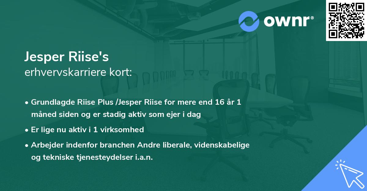 Jesper Riise's erhvervskarriere kort