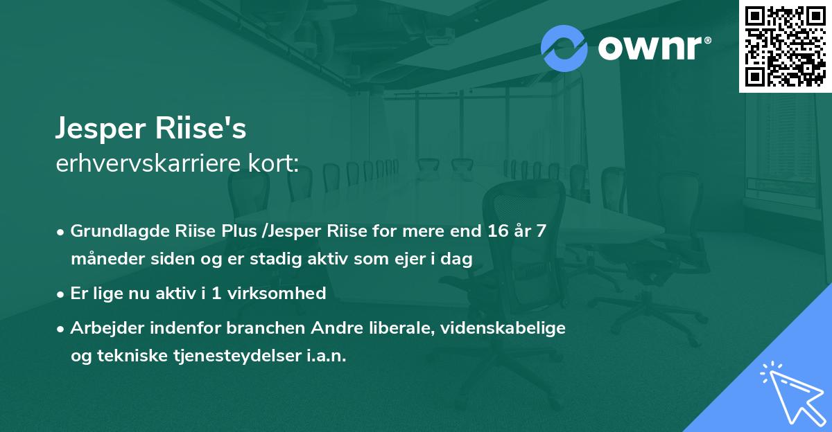 Jesper Riise's erhvervskarriere kort