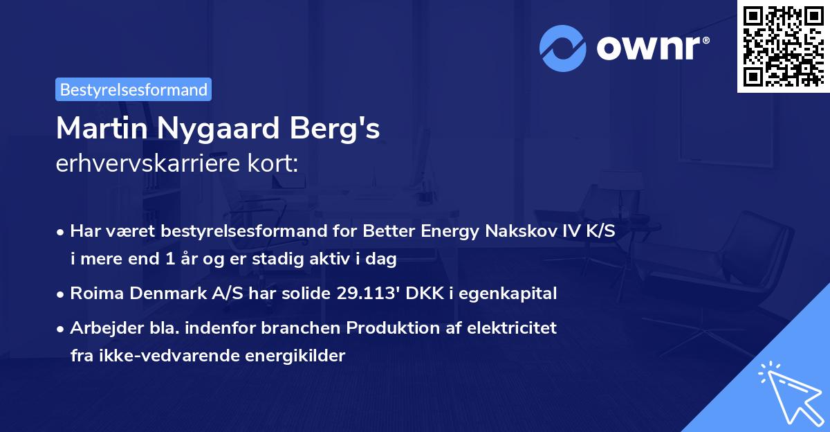 Martin Nygaard Berg's erhvervskarriere kort
