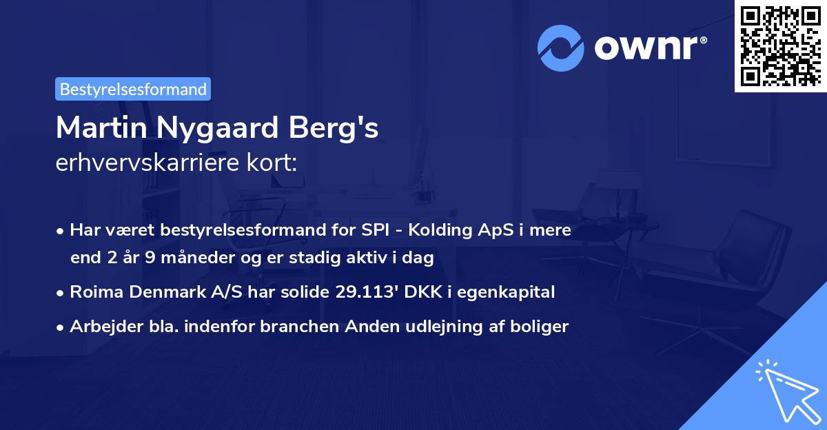 Martin Nygaard Berg's erhvervskarriere kort
