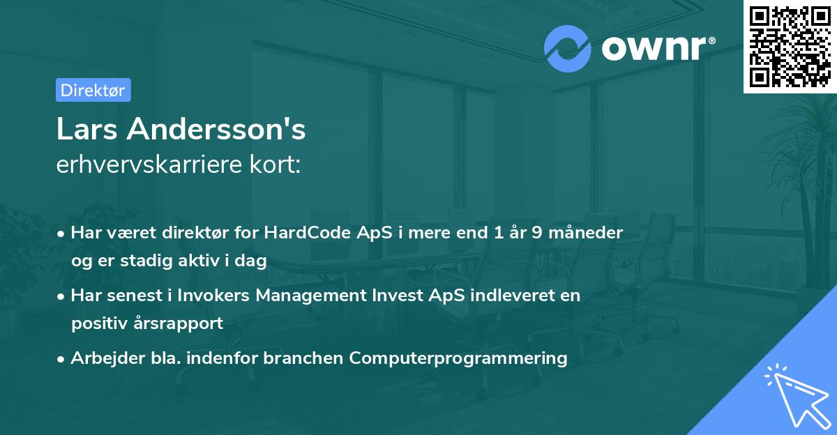 Lars Andersson's erhvervskarriere kort