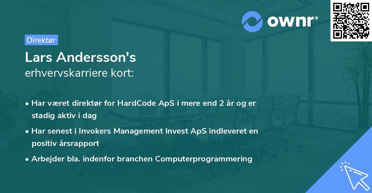 Lars Andersson's erhvervskarriere kort