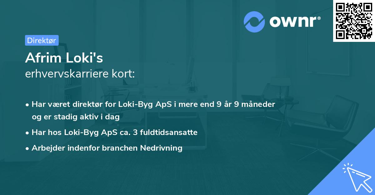 Afrim Loki's erhvervskarriere kort