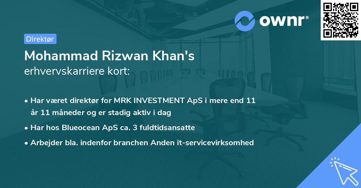 Mohammad Rizwan Khan's erhvervskarriere kort