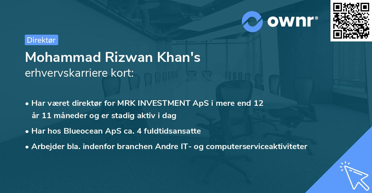 Mohammad Rizwan Khan's erhvervskarriere kort