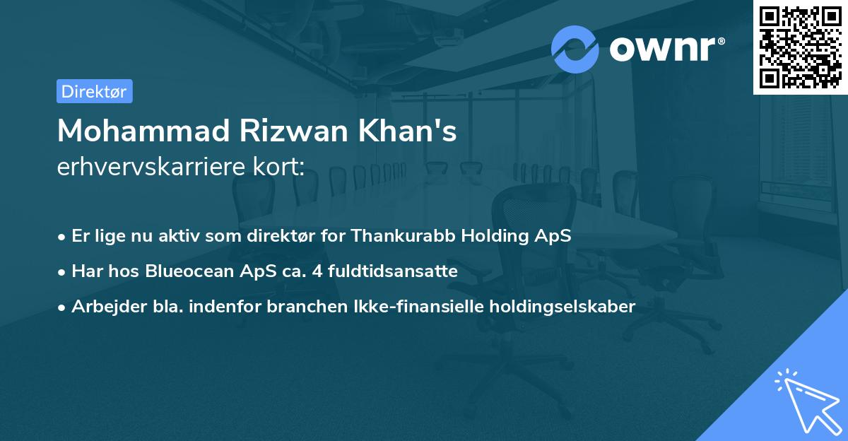Mohammad Rizwan Khan's erhvervskarriere kort