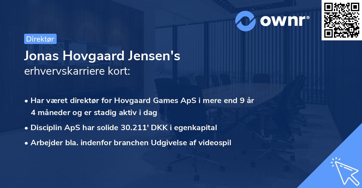 Jonas Hovgaard Jensen's erhvervskarriere kort