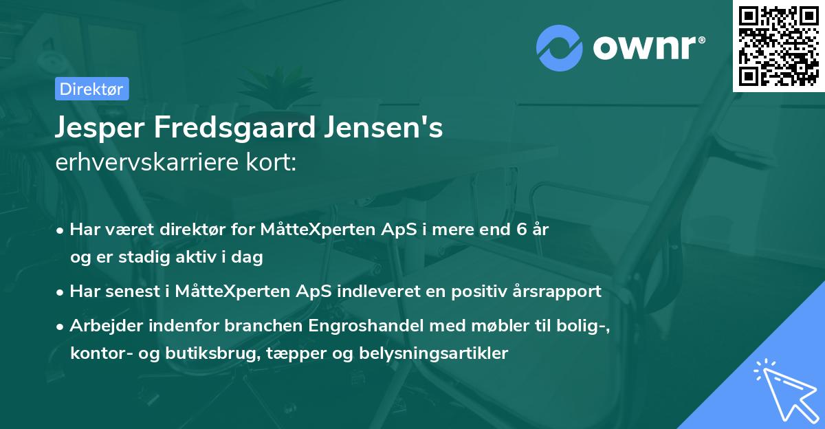 Jesper Fredsgaard Jensen's erhvervskarriere kort