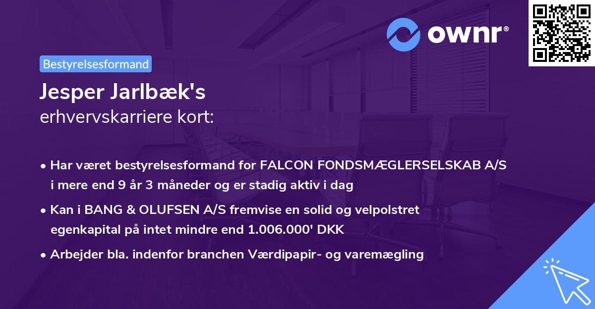 Jesper Jarlbæk's erhvervskarriere kort
