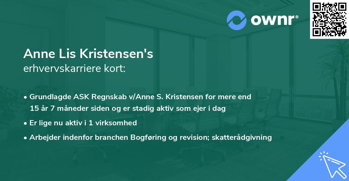 Anne Lis Kristensen's erhvervskarriere kort