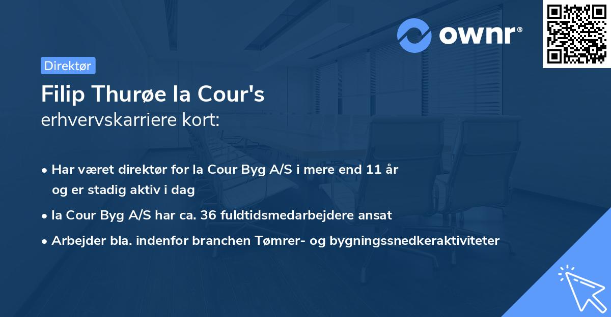 Filip Thurøe la Cour's erhvervskarriere kort