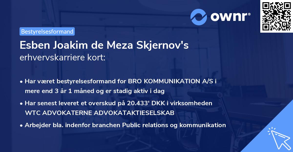 Esben Joakim de Meza Skjernov's erhvervskarriere kort