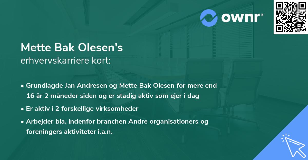 Mette Bak Olesen's erhvervskarriere kort