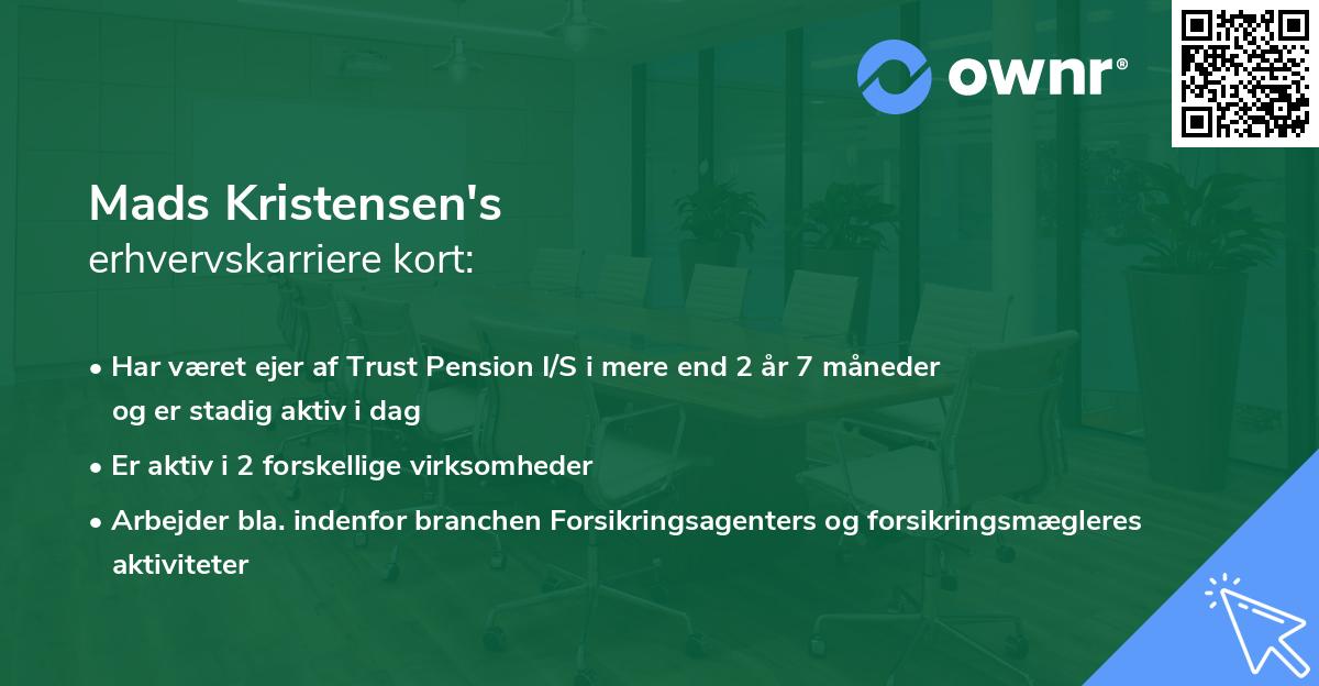 Mads Kristensen's erhvervskarriere kort
