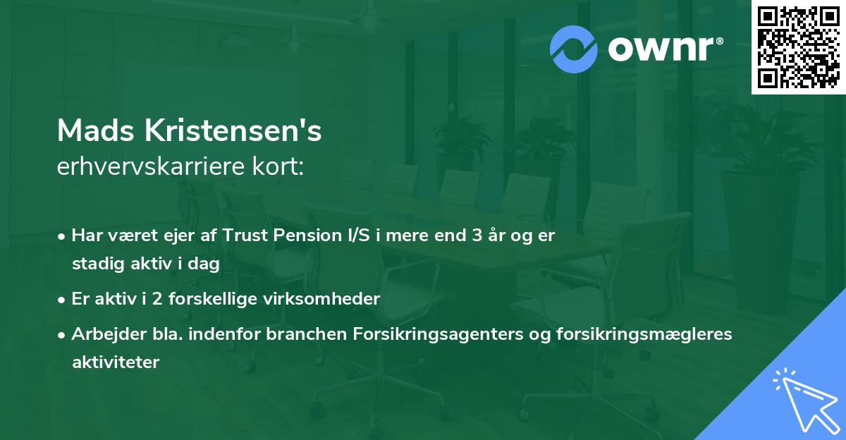 Mads Kristensen's erhvervskarriere kort