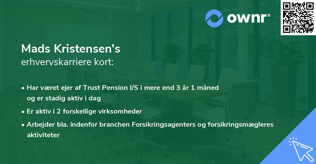 Mads Kristensen's erhvervskarriere kort