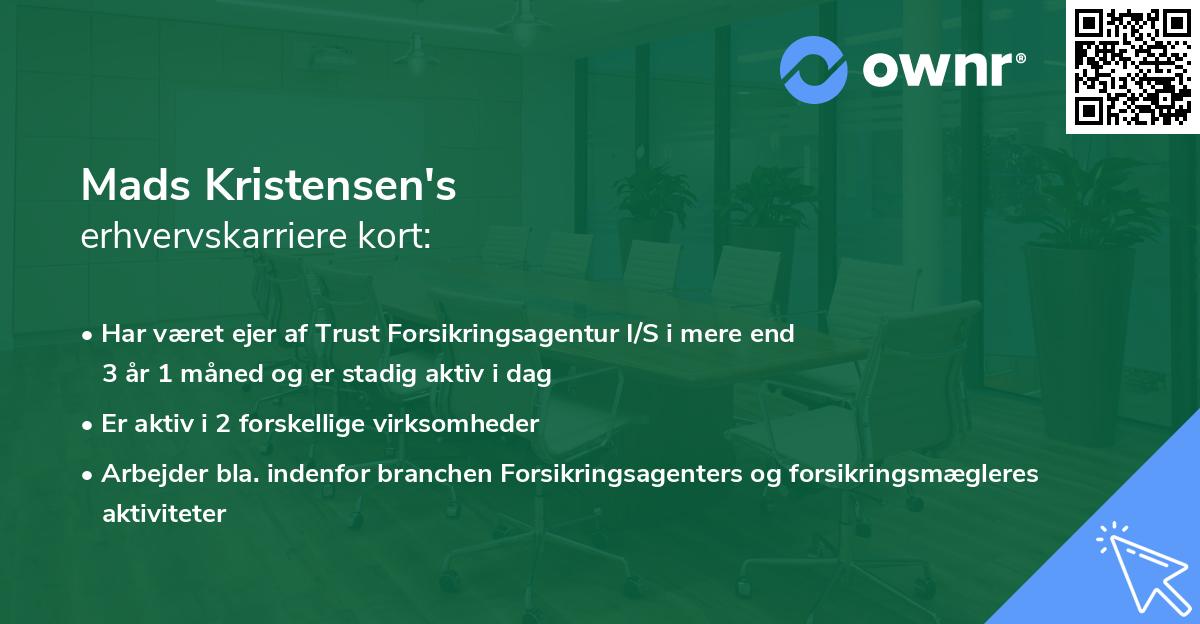 Mads Kristensen's erhvervskarriere kort