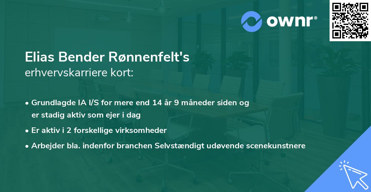 Elias Bender Rønnenfelt's erhvervskarriere kort
