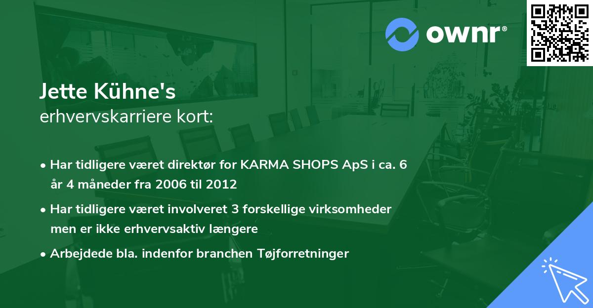 Jette Kühne's erhvervskarriere kort