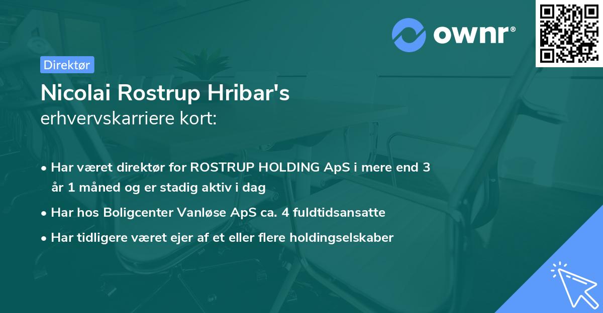 Nicolai Rostrup Hribar's erhvervskarriere kort