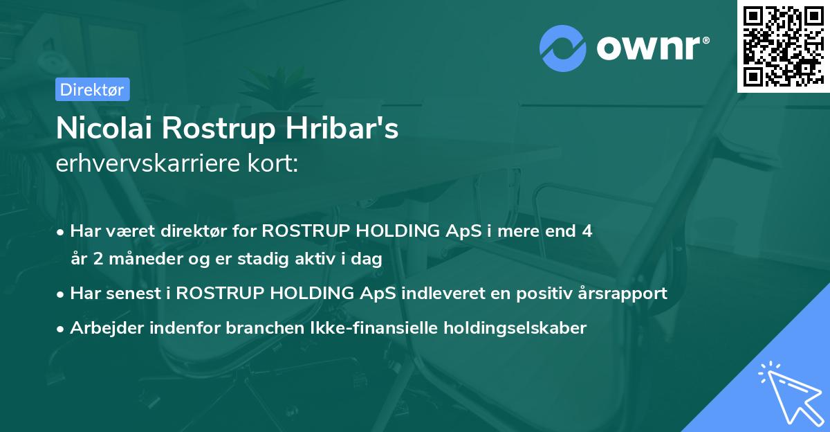 Nicolai Rostrup Hribar's erhvervskarriere kort