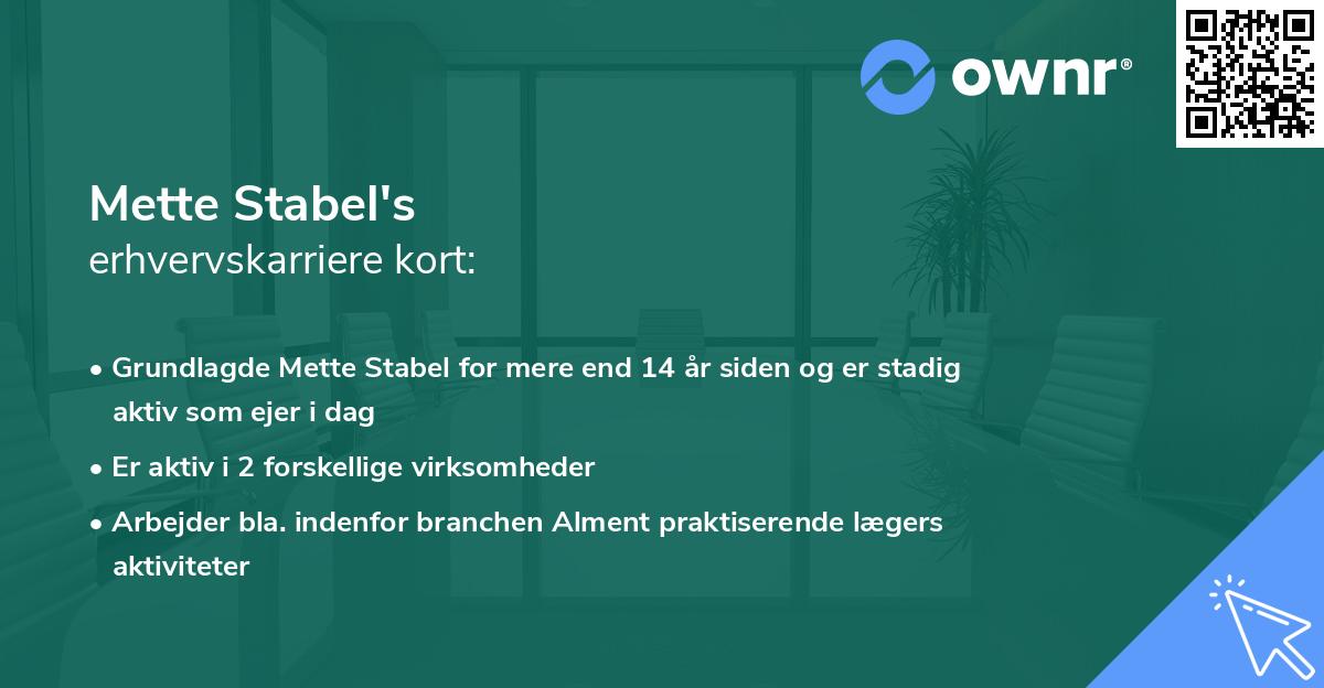 Mette Stabel's erhvervskarriere kort