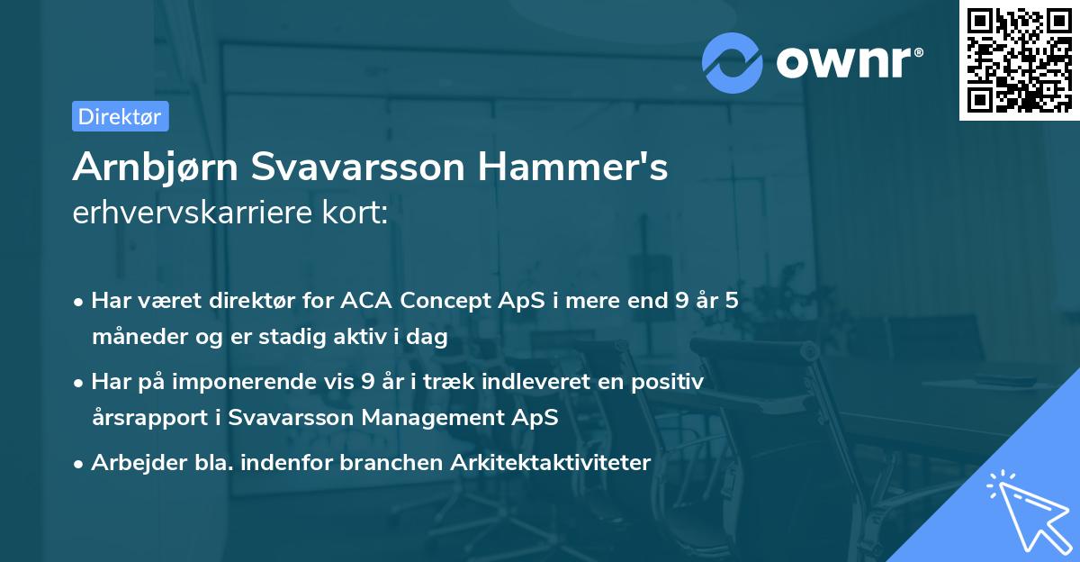 Arnbjørn Svavarsson Hammer's erhvervskarriere kort