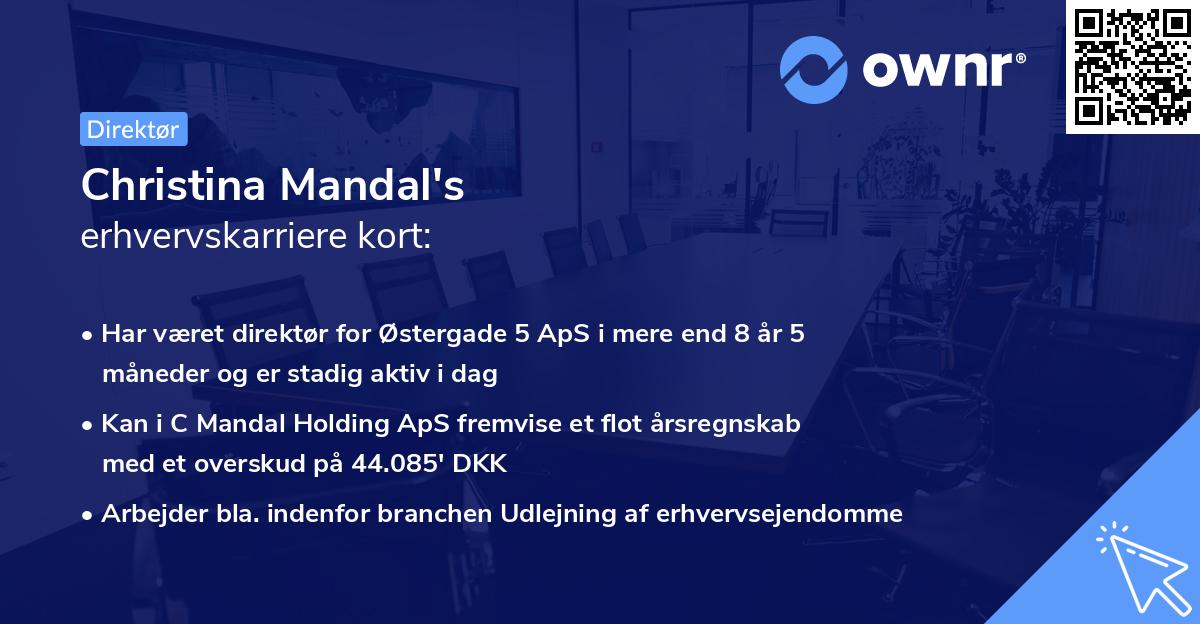 Christina Mandal's erhvervskarriere kort