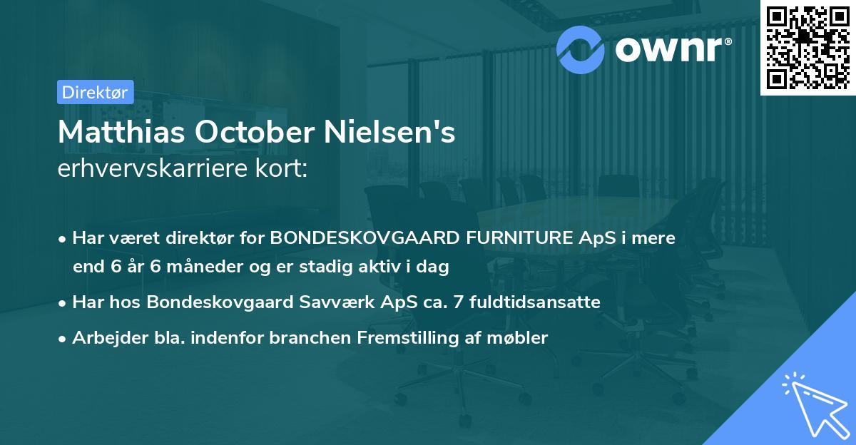 Matthias October Nielsen's erhvervskarriere kort