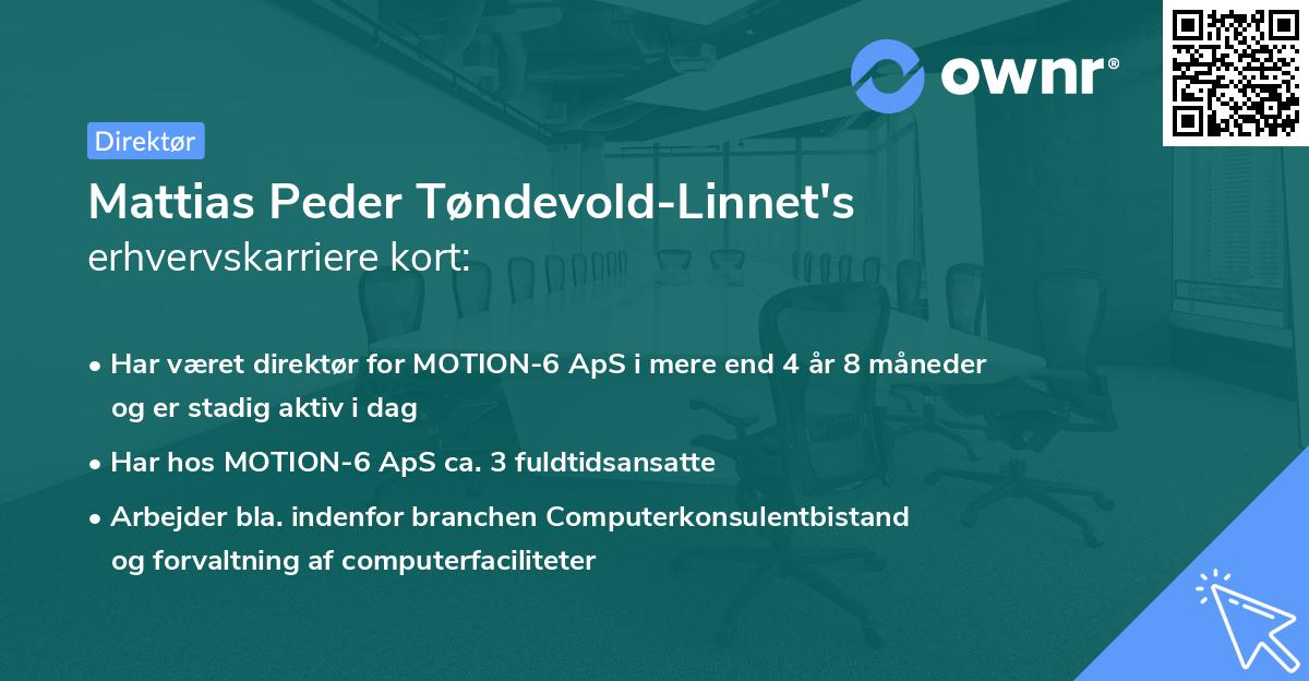 Mattias Peder Tøndevold-Linnet's erhvervskarriere kort