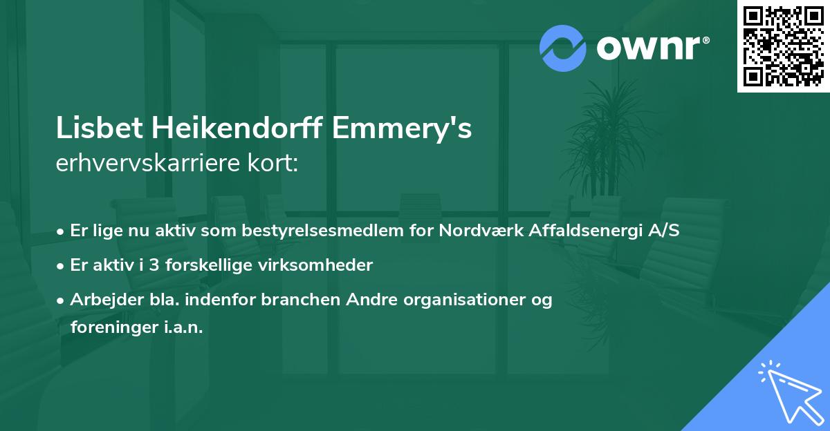 Lisbet Heikendorff Emmery's erhvervskarriere kort